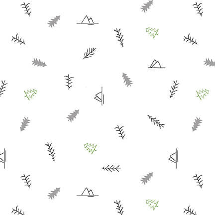 1945-01 White || Lower The Volume Blank Quilting Trees