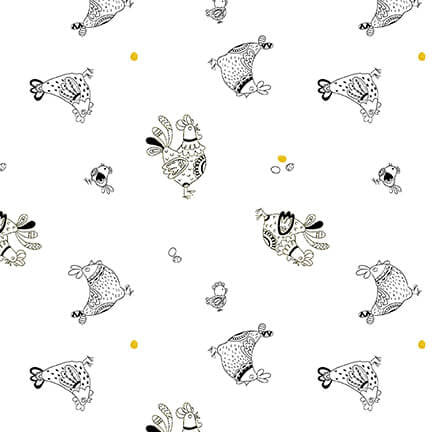 1951-01 White || Lower The Volume Blank Quilting Hens