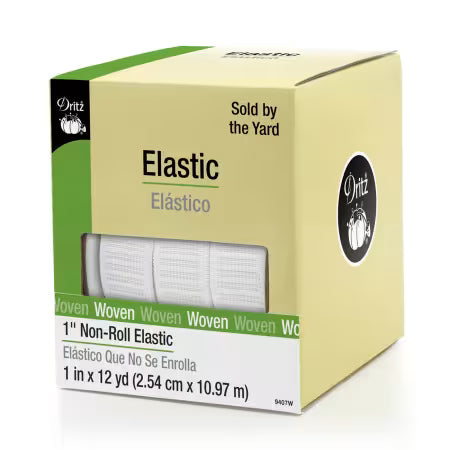 White Non-Roll Elastic 1in