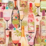 Wine Bottles Blush w/Metallic