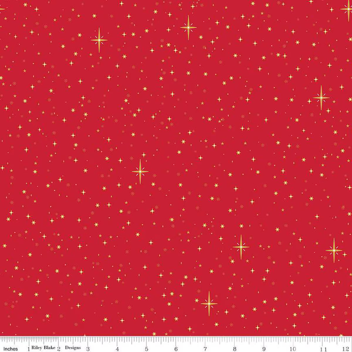 Christmas Wishes Starry Sky Red by Riley Blake Designs