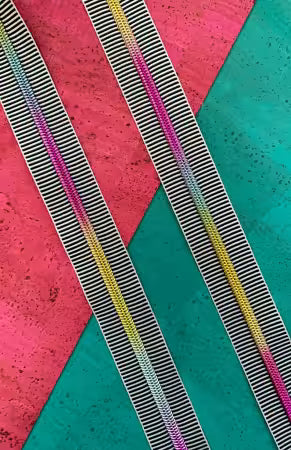 Black Stripe Zipper Tape with Rainbow Teeth # SASSKIT-17G