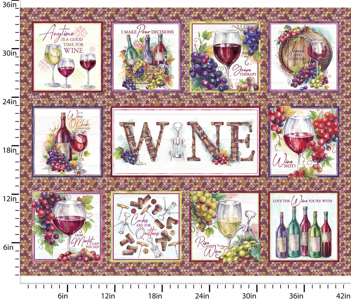 Wine O’Clock – 24582-PNL-CTN-D WINE O'CLOCK 36IN PANEL MULTICOLOR