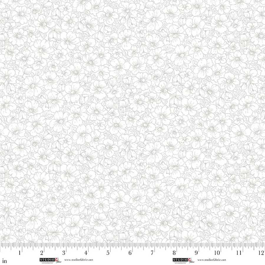 8924-01W White on White || Best of Cream & Sugar StudioE Linear Floral