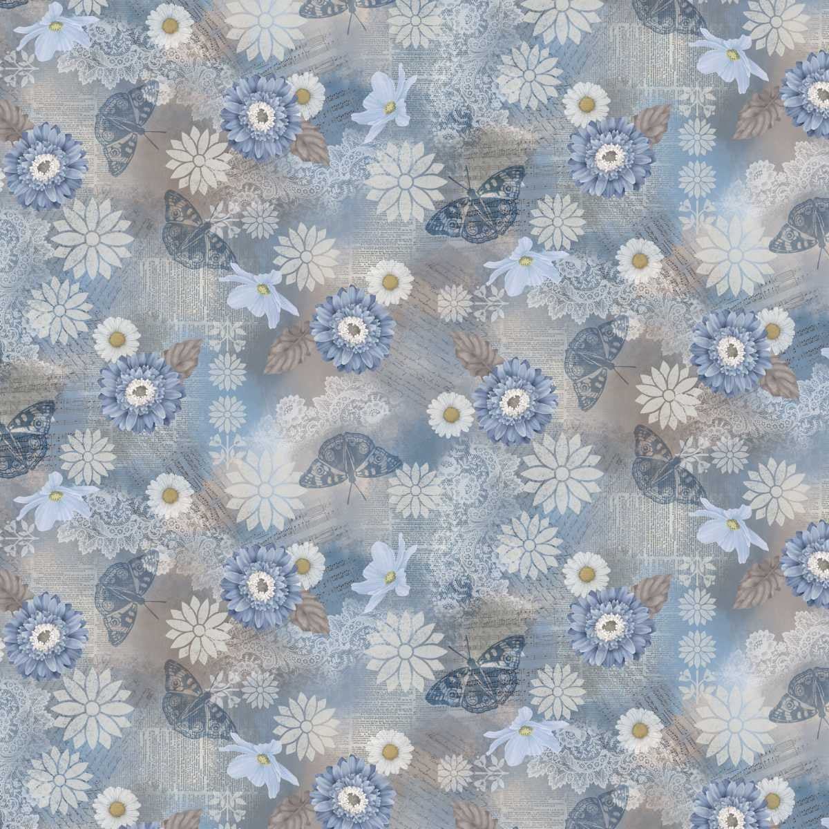 8998-13 Blue/Taupe || Kindly, Yours Diane Kappa Floral Mementos