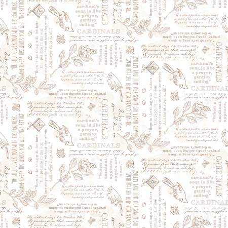 9281S-03-Unexpected Red by Studio E -White / Taupe Writings 4.5in repeat