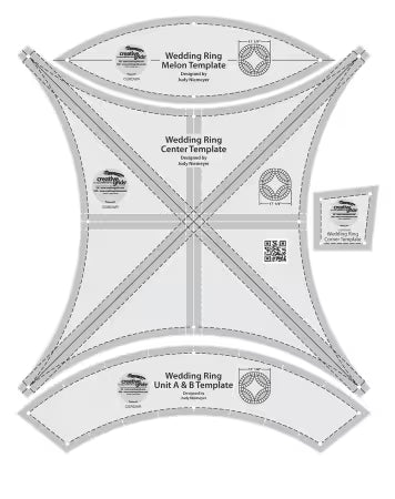 Creative Grids Quilt Ruler Double Wedding Ring Template Set # CGRDWR
