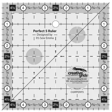Creative Grids Quilt Ruler Perfect 5 Square # CGRPERF5