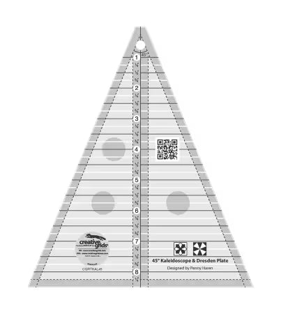 Creative Grids Quilt Ruler 45 Degree Kaleidoscope & Dresden Plate # CGRTKAL45