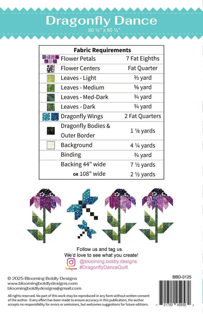 Blooming Boldly Designs Dragonfly Dance Quilt Pattern