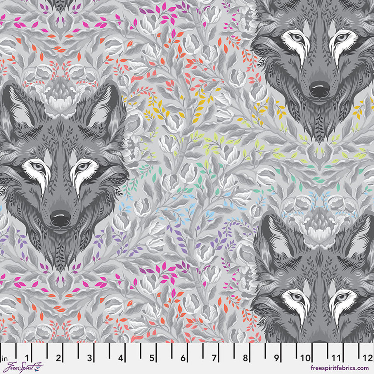 Wolf of Pink Street - Fog || Graywork by Tula Pink