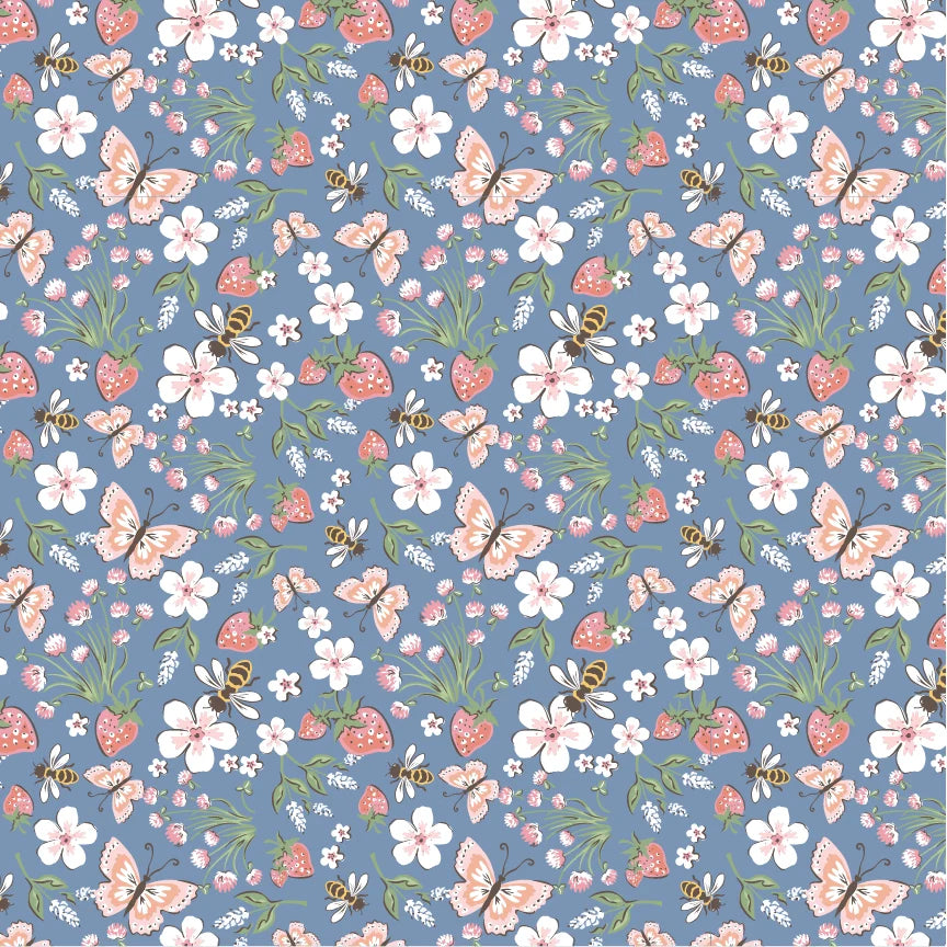 Poppie Cotton  Honeybee Meadow Blue homegrown preserves