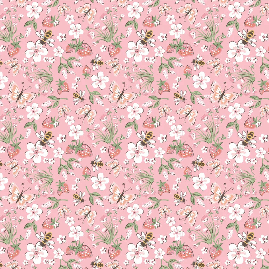 Poppie Cotton  Honeybee Meadow Pink homegrown preserves